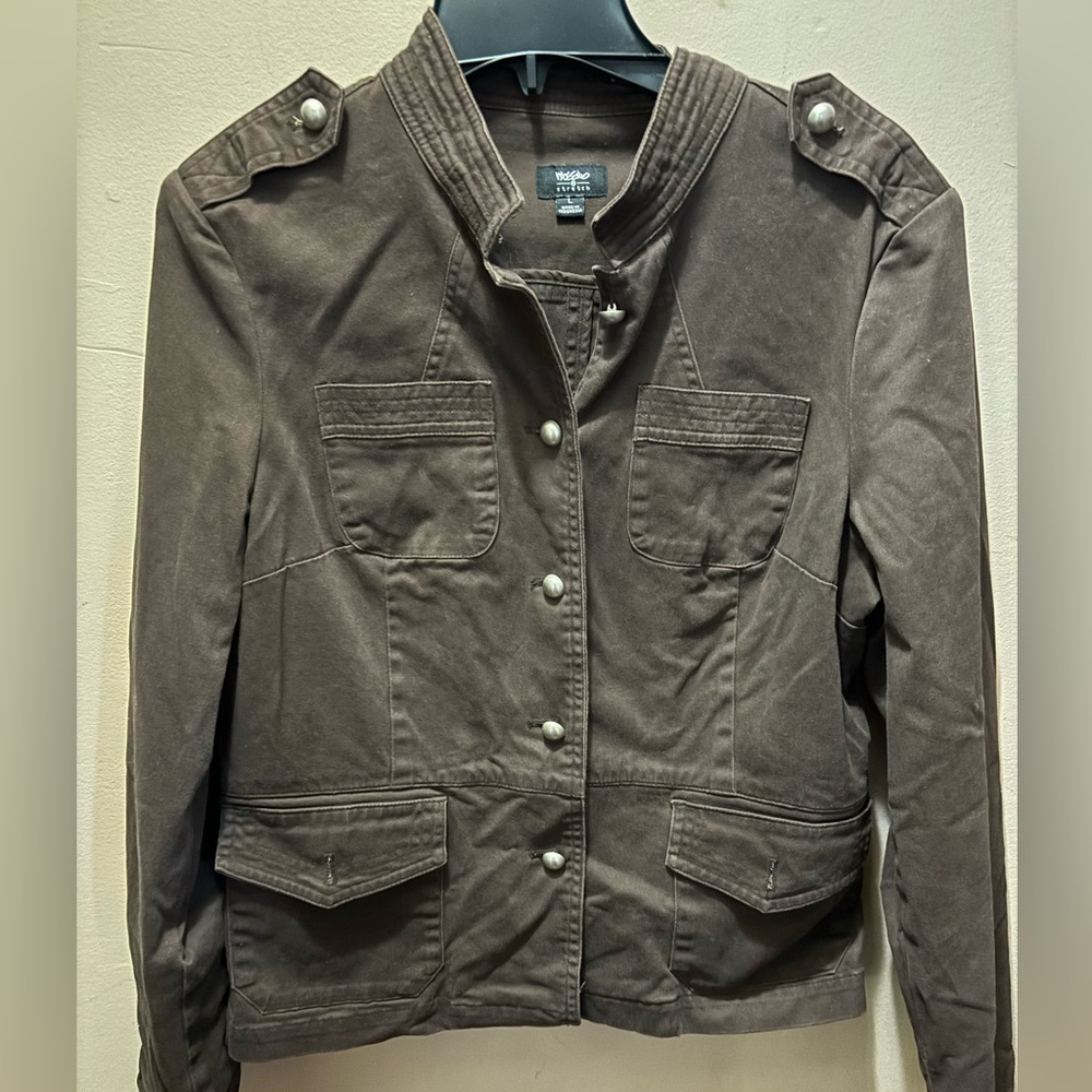 Missimo stretch captains jacket size large brown‎ with metal details cute